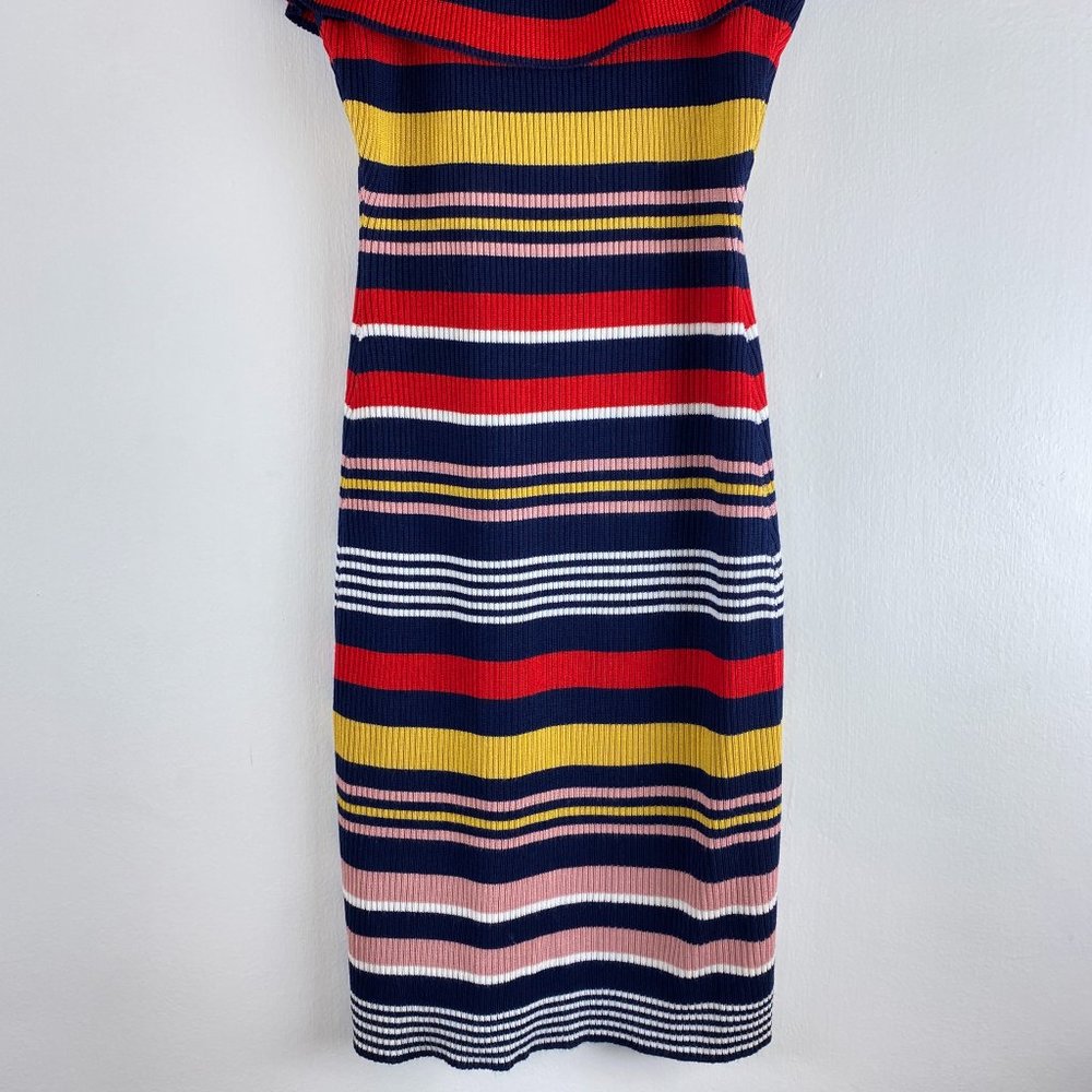 Sweater Dress M / S ALMOST FAMOUS Retro Striped Off The Shoulder Mini Body Con - Picture 7 of 9